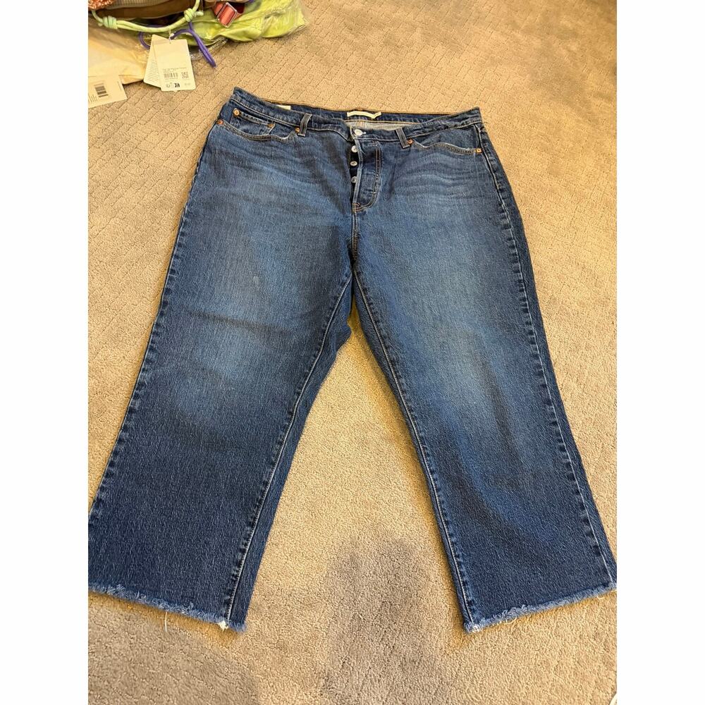 Levi’s Women’s 18W Capital “E” Wedgie Straight Premium Dark Raw Hem